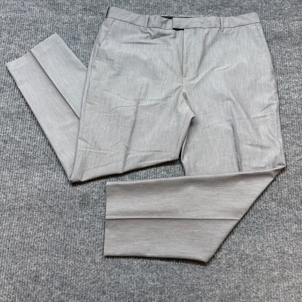 Van‎ Heusen Flex Mens 40x30 Gray Straight Fit Flat Front Stretch Dress Pants